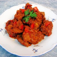 Свинина с баклажанами и болгарским перцем