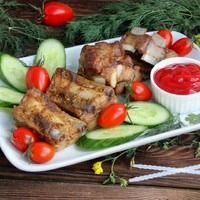 Свиные ребрышки в рукаве в духовке