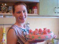 торт бисквитный с мастикой Розовая мечта  - шаг 11