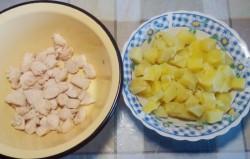 Вкусная окрошка с курицей на кефире - шаг 3 Вкусная окрошка с курицей на кефире - шаг 3