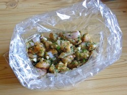 Мраморный рулет из курицы новогодний - шаг 5 Мраморный рулет из курицы новогодний - шаг 5